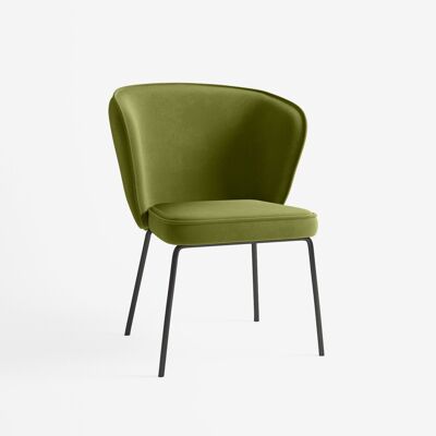 Chaise Gaya en velours – Vert Kaki