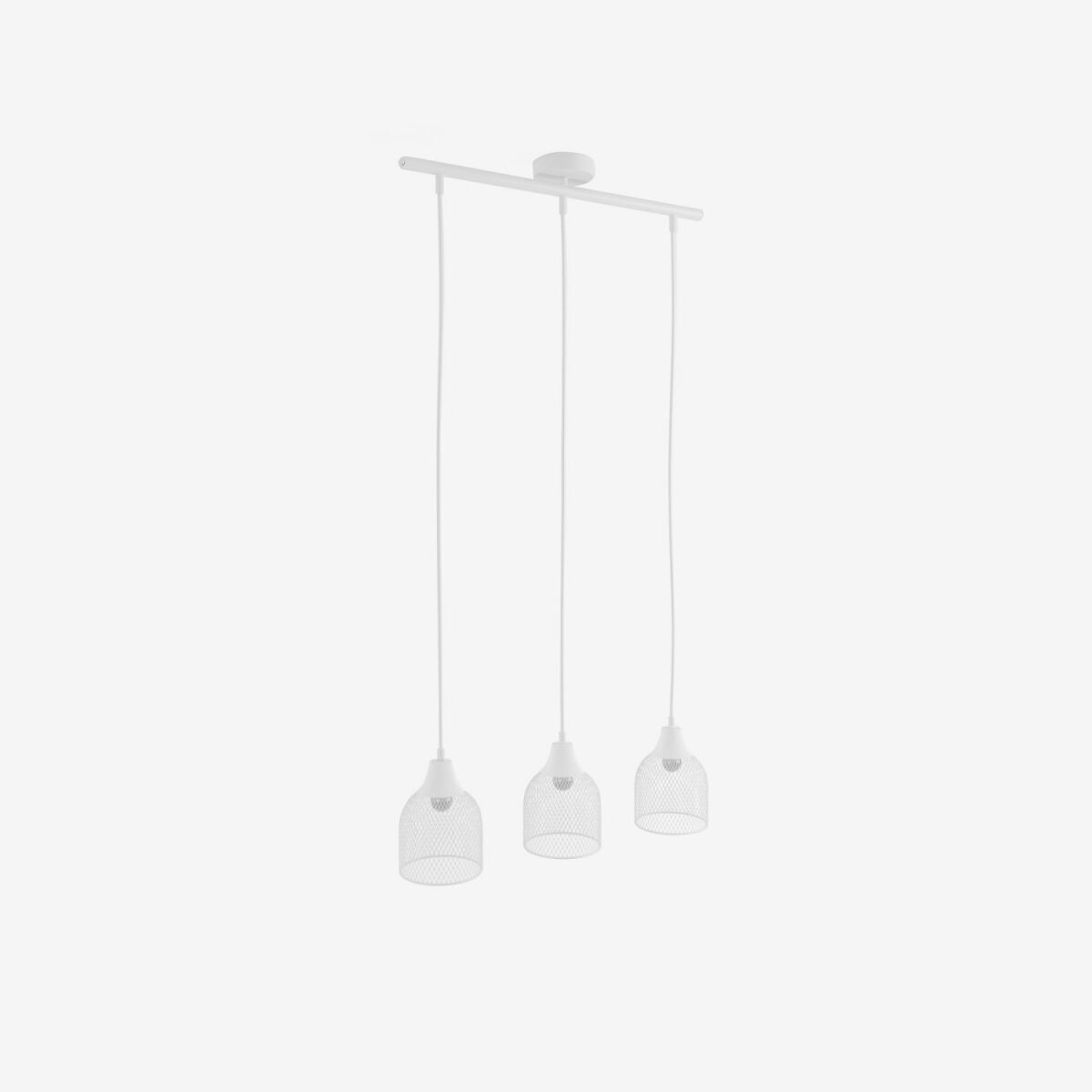 Triple pendant light in white metal