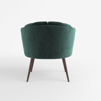 Fauteuil en velours vert forêt et bois d’hévéa, Jill 4