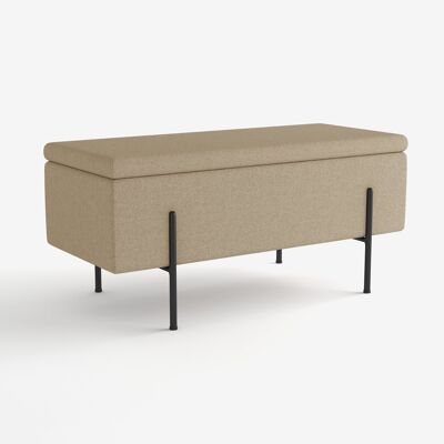 Diane storage bench, beige in wood, metal and fabric