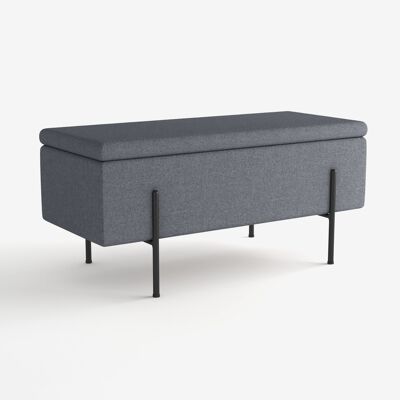 Diane storage bench, dark gray in wood, metal and fabric