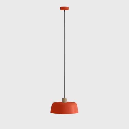 Luminaire suspension en métal ocre et bois, Modena