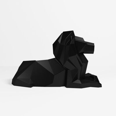 León decorativo Majestuosa estatuilla origami poliresina negra