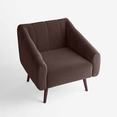 Edith armchair in brown velvet and dark wood