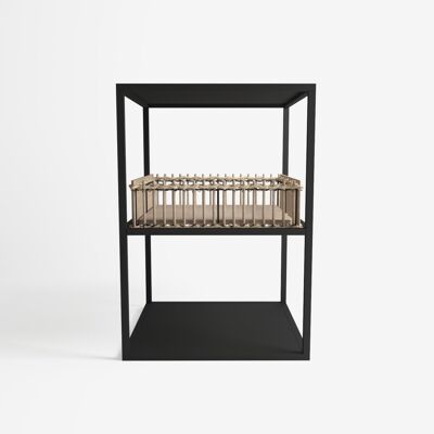 Table d’appoint noire en métal et bambou, Lazare