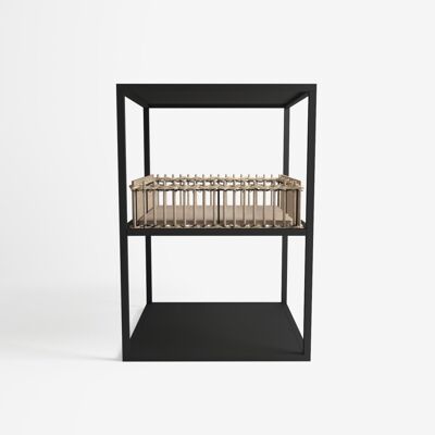 Tavolino in metallo nero e bambù, Lazare