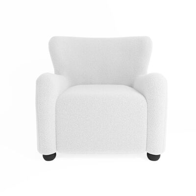 White curly wool effect armchair