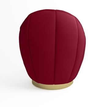 Fauteuil en velours bordeaux, base cerclage doré effet laiton 7