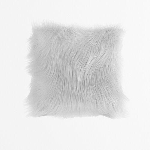 Coussin Pelo Lungo, imitation fourrure blanche