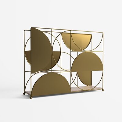 Orlando magazine rack in wood and gold metal