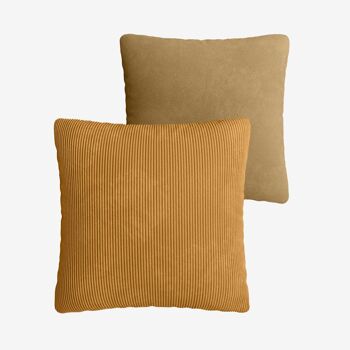 Coussin Viktoria en velours Jaune Moutarde 1