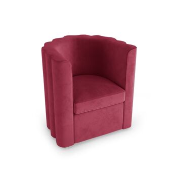 Fauteuil vintage en velours bordeaux 3