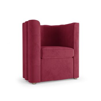 Fauteuil vintage en velours bordeaux 4