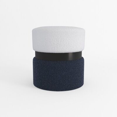 Pouf contemporaneo Cassiopée, metallo bicolore blu e nero