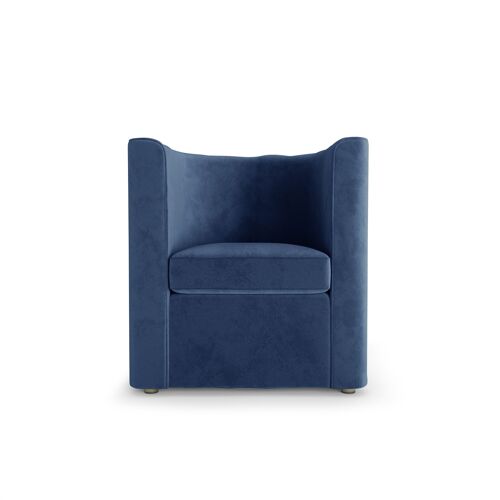 Fauteuil vintage en velours bleu nuit