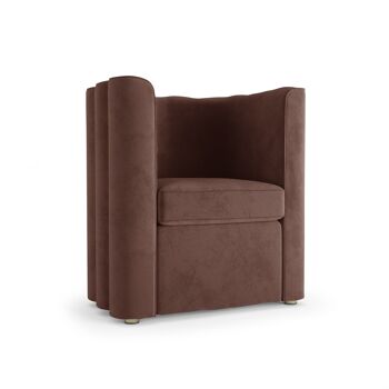 Fauteuil vintage en velours marron 4