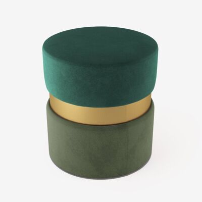 Cassiopée contemporary pouf, two-tone green and gold metal