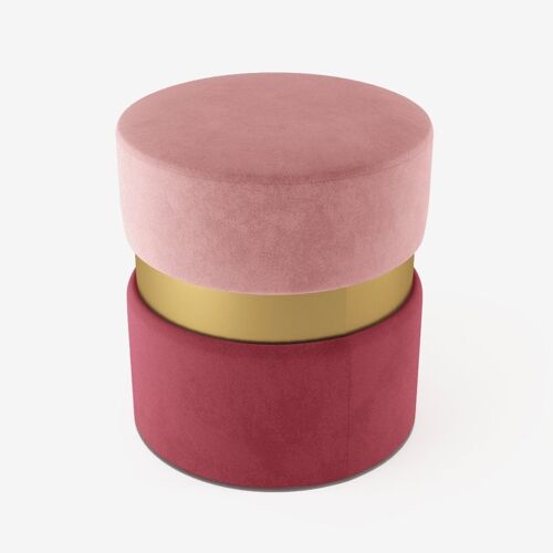 Pouf contemporain Cassiopée, bicolore rouge