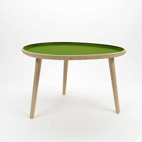 Table basse Marsala, en bois et peinture céramique vert kaki