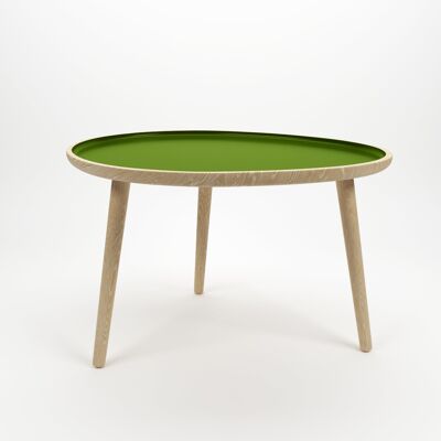 Table basse Marsala, en bois et peinture céramique vert kaki