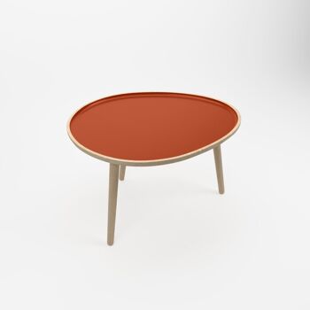 Table basse Marsala, en bois et peinture céramique ocre 3