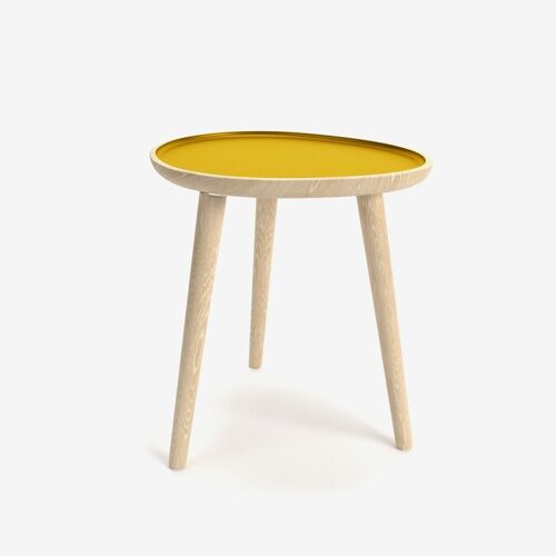 Table d'appoint Marsala, en bois et peinture céramique jaune