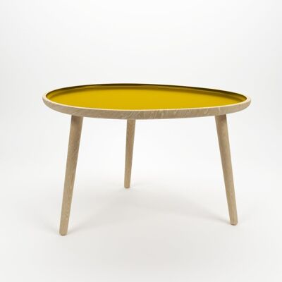 Table basse Marsala, en bois et peinture céramique jaune