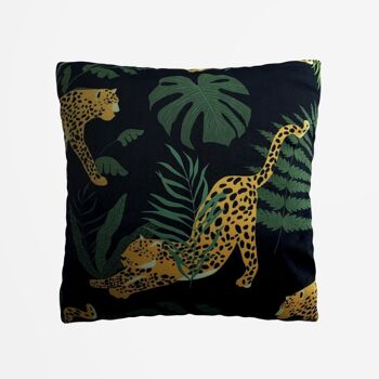 Coussin Tigre Jaune en velours noir à motifs 3