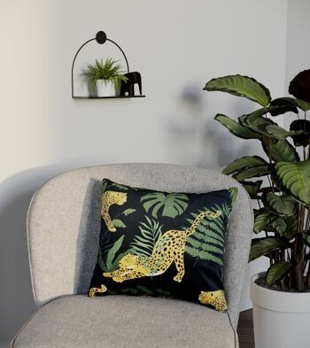 Coussin Tigre Jaune en velours noir à motifs 5