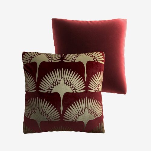 Coussin Grues japonaises bordeaux