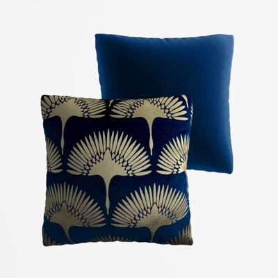 Coussin Grues japonaises bleu nuit