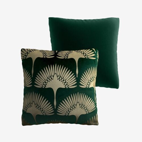 Coussin Grues japonaises vert sapin