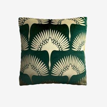 Coussin Grues japonaises vert sapin 3