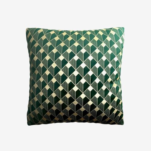 Coussin Cubo en velours vert sapin