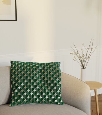 Coussin Cubo en velours vert sapin 2