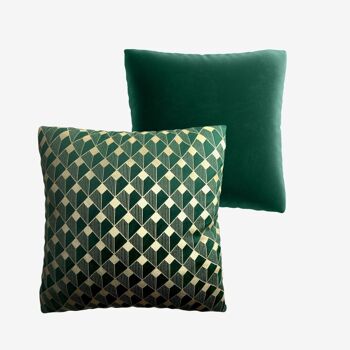 Coussin Cubo en velours vert sapin 3