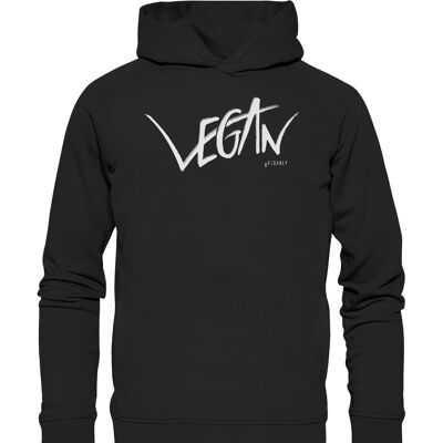 Organic Hoodie Vegan weiß - Schwarz