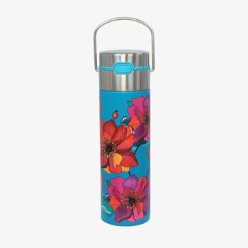 Gourde inox LEEZA Coquelicot turquoise 2