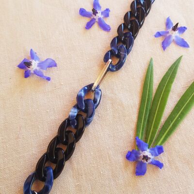 Bracelet inox - chaîne maillons bleus, noirs et argentés