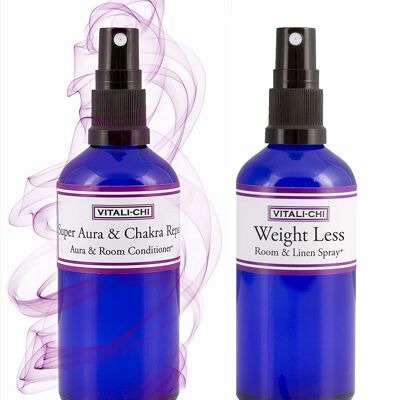 Vitali-Chi Weight Loss and Super Chakra Repair Aura & Room Spray Bundle - with Pink Grapefruit, Bergamot & Orange & Patchouli Pure Essential Oils - 50ml