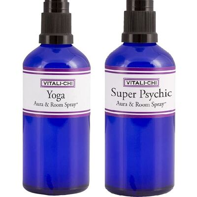 Vitali-Chi Super Psychic and Yoga Aura & Room Spray Bundle - with Lemon & Patchouli, Lavender and Elemi Pure Essential Oils - 50ml