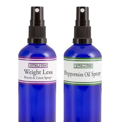 Vitali-Chi Peppermint Oil and Weight Loss Aura & Room Spray Bundle - with Spearmint & Peppermint, Pink Grapefruit, Bergamot & Orange Pure Essential Oils - 50ml