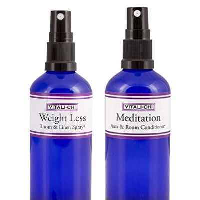 Vitali-Chi Meditation and Weight Loss Aura & Room Spray Bundle - with Lavender and Elemi, Pink Grapefruit, Bergamot & Orange Pure Essential Oils - 50ml