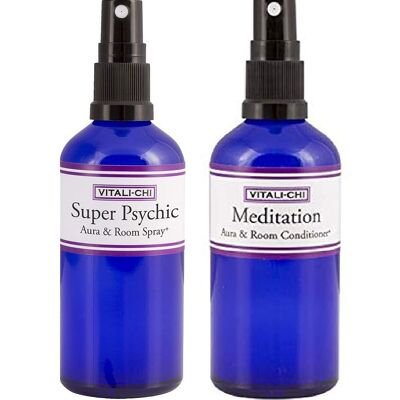 Spiritually Disconnected? Solve with Vitali-Chi Meditation and Super Psychic Aura & Room Spray Bundle - with Lavender and Elemi, Lemon & Patchouli Pure Essential Oils - 100ml