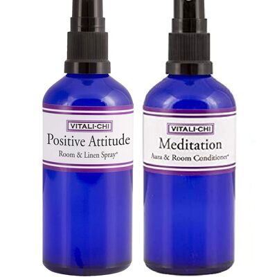 Struggling to Meditate and Stay Positive? Get Back On Top with Vitali-Chi Meditation & Positive Attitude Aura & Room Spray Bundle - Lavender and Elemi, Bergamot & Tangerine Pure Essential Oils 100ml
