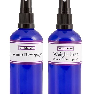 Vitali-Chi Lavender Pillow and Weight Loss Aura, Linen & Room Spray Bundle - with Lavender and Chamomile, Pink Grapefruit, Bergamot & Orange Pure Essential Oils - 50ml