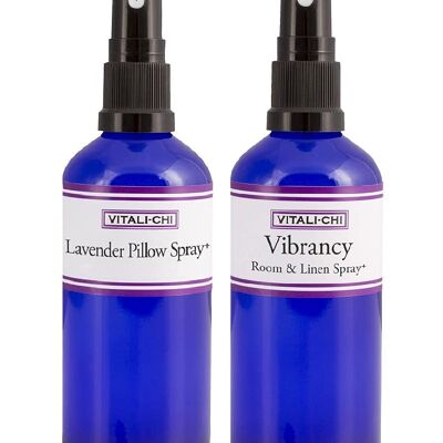 Vitali-Chi Lavender Pillow and Vibrancy Aura, Linen & Room Spray Bundle - with Lavender and Chamomile, Lemongrass & Lemon Pure Essential Oils - 50ml
