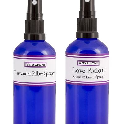 Aura Spray Bundles, Vitali-Chi, Lavender Pillow, Love Potion Aura, Lavender, Chamomile, Rose Geranium, Ylang Ylang Essential Oils