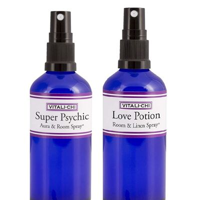 Need Love? Spiritual Connection? Solve and Save with Vitali-Chi Love Potion & Super Psychic Aura, Linen & Room Spray Bundle - with Ylang Ylang, Lemon & Patchouli Pure Essential Oils - 100ml