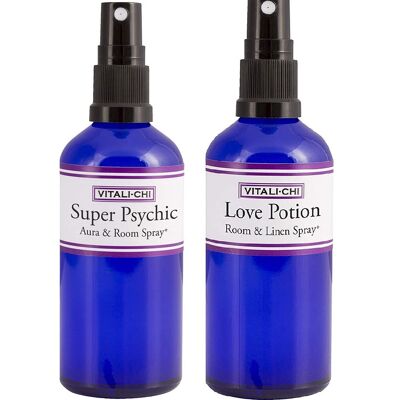 Need Love? Spiritual Connection? Solve and Save with Vitali-Chi Love Potion & Super Psychic Aura, Linen & Room Spray Bundle - with Ylang Ylang, Lemon & Patchouli Pure Essential Oils - 100ml
